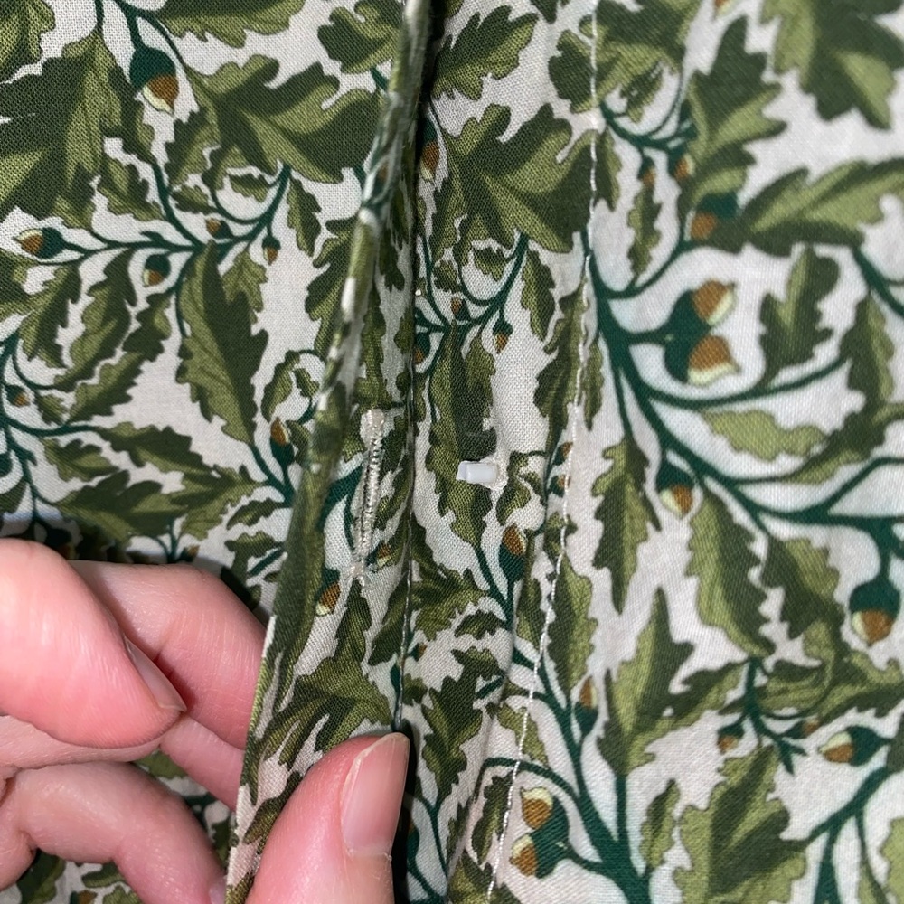 Catherine Prevost Green Floral Cotton Blouse Cottagecore Button Front Size Small - Picture 6 of 7